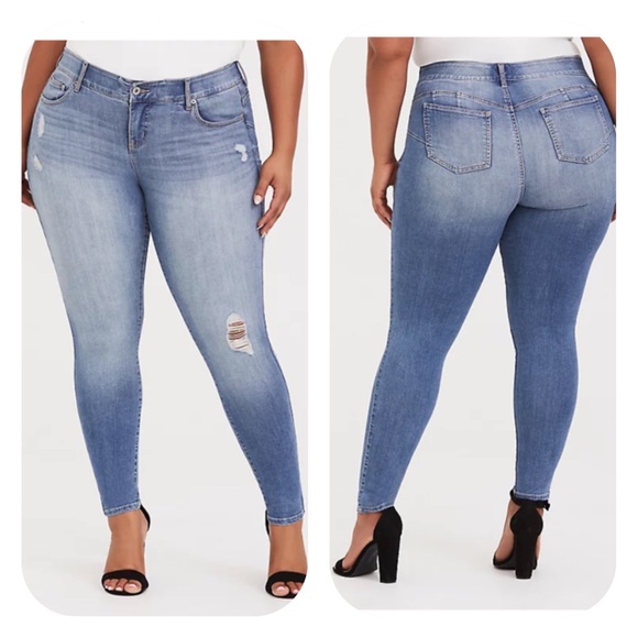 torrid Denim - Torrid Bombshell Skinny Jeans Distressed Light Wash Sz 18